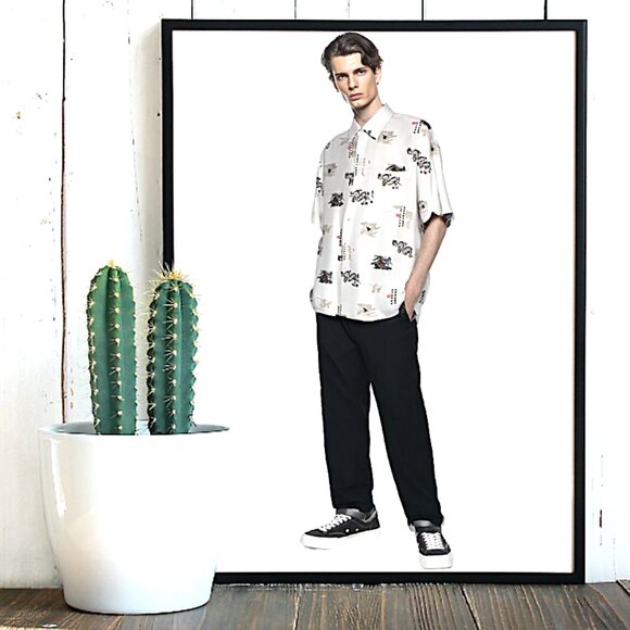 Versace Dolm Oriental Serpentine Dragon Short Sleeve Button Down Shirt, XXXL - Picture 2 of 7